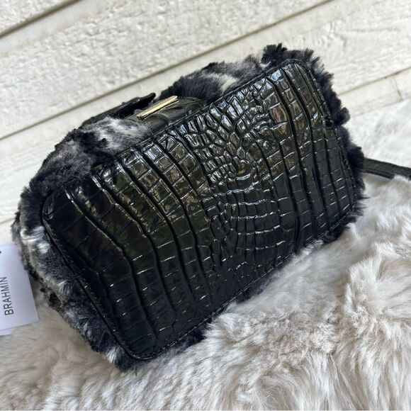 NWT | BRAHMIN Black Faith 3 in 1 Wichita Wristlet Crossbody Handbag Fur Bag - Picture 12 of 15